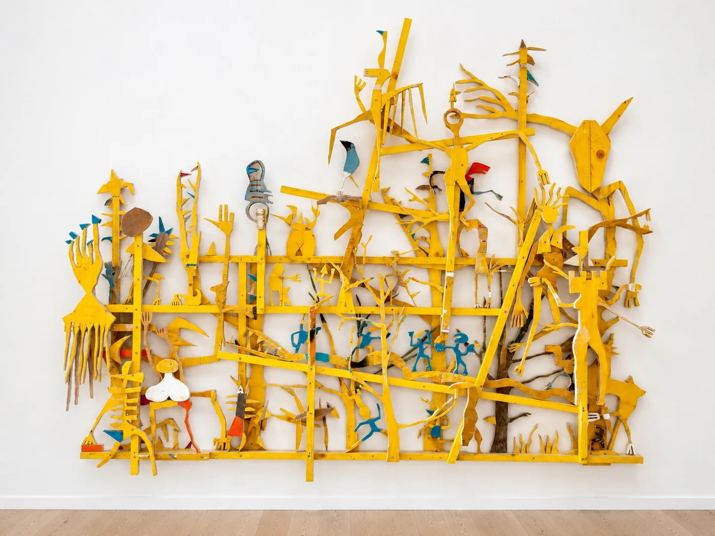All Is Full of Love, painted wood wall sculpture, Ernst Koslitsch