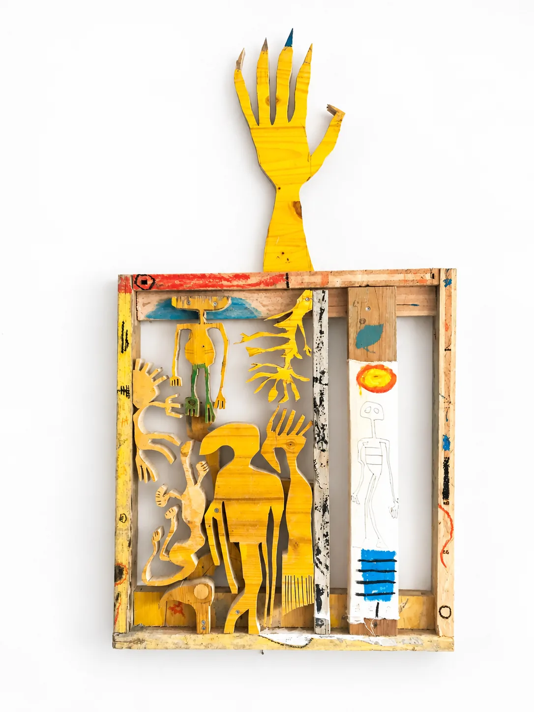Wallpiece, painted wood sculpture, Ernst Koslitsch, Apeiron, Vilnius