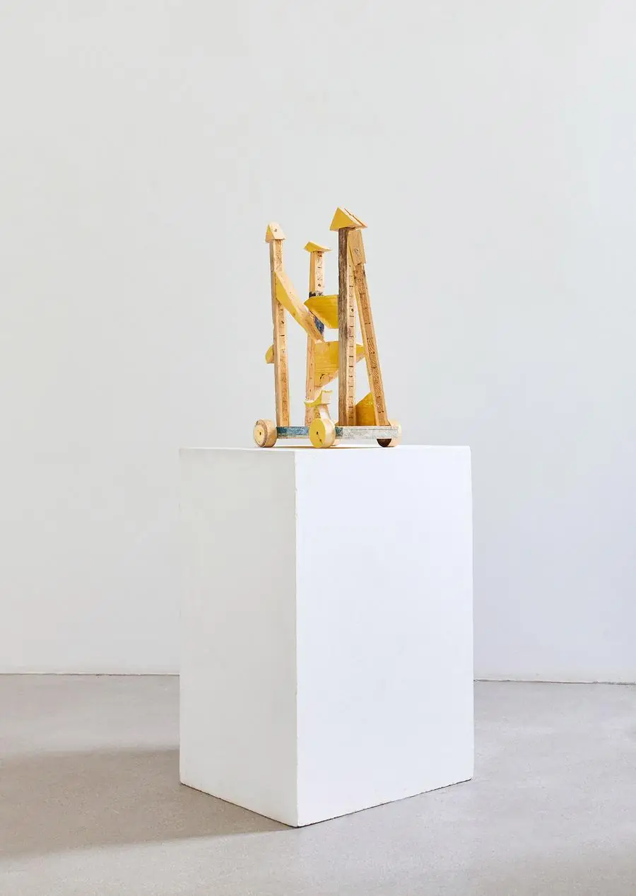 Tree People Wagon 1, wheeled wood sculpture