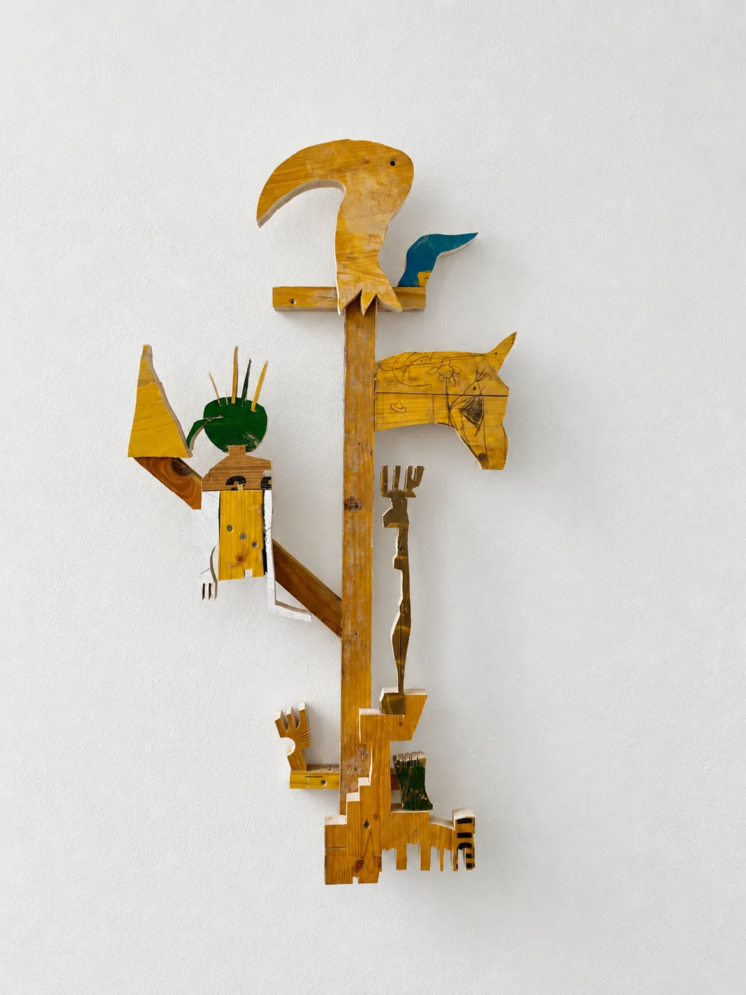 Holly Stick, painted wood sculpture, Ernst Koslitsch, Collection Neue Galerie Graz