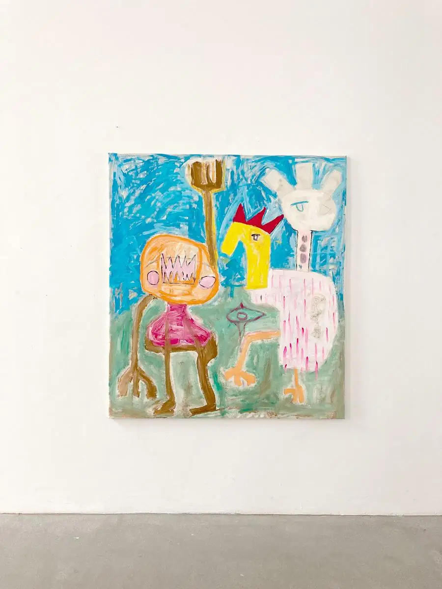 Painting with figures, Spark Art Fair booth