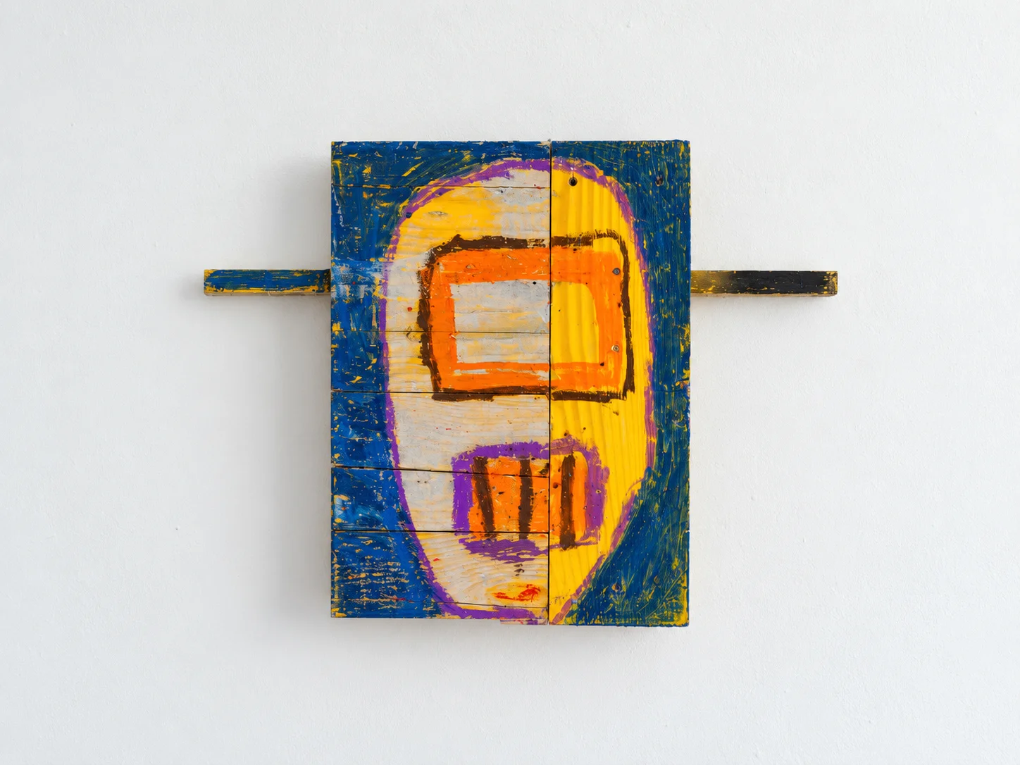 Painted wood wall panel, studio view, Ernst Koslitsch