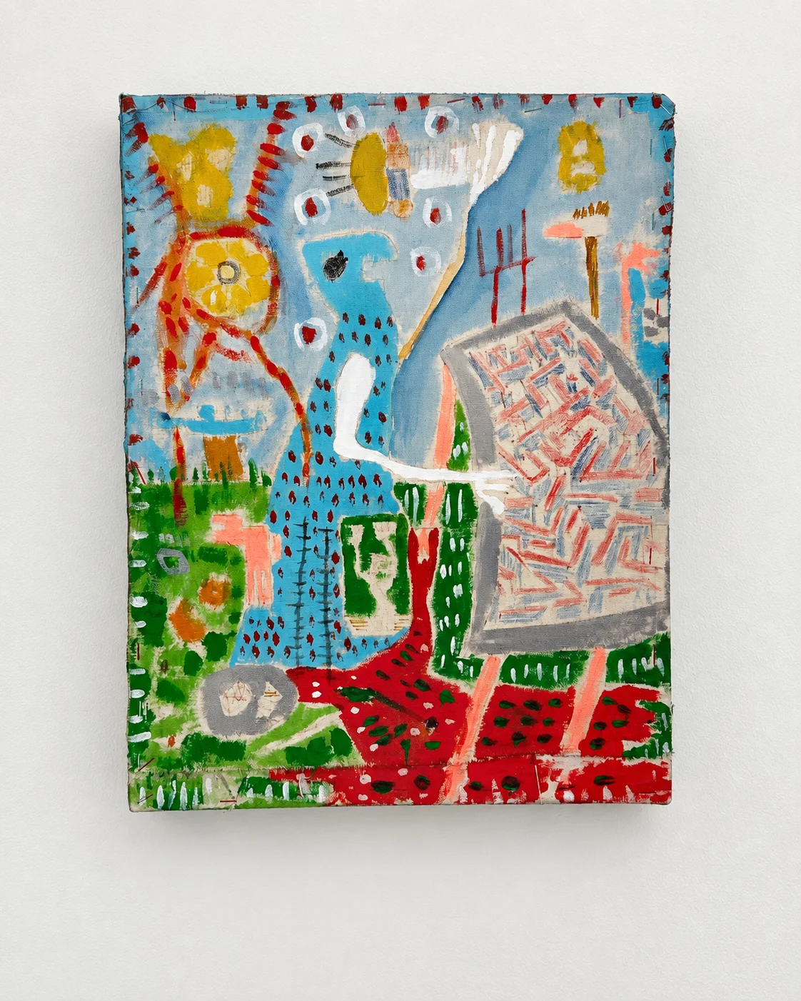 Colourful painting on canvas, studio view, Ernst Koslitsch
